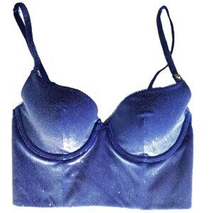 Victorias Secret Body by Victoria Lined DEMI Bra Blue Sparkle Velvet 34D